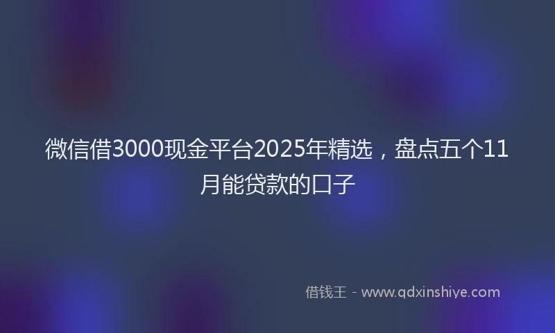 微信借3000现金平台2025年精选，盘点五个11月能贷款的口子