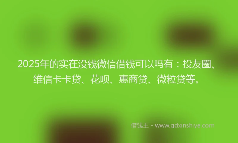 2025年的实在没钱微信借钱可以吗有：投友圈、维信卡卡贷、花呗、惠商贷、微粒贷等。