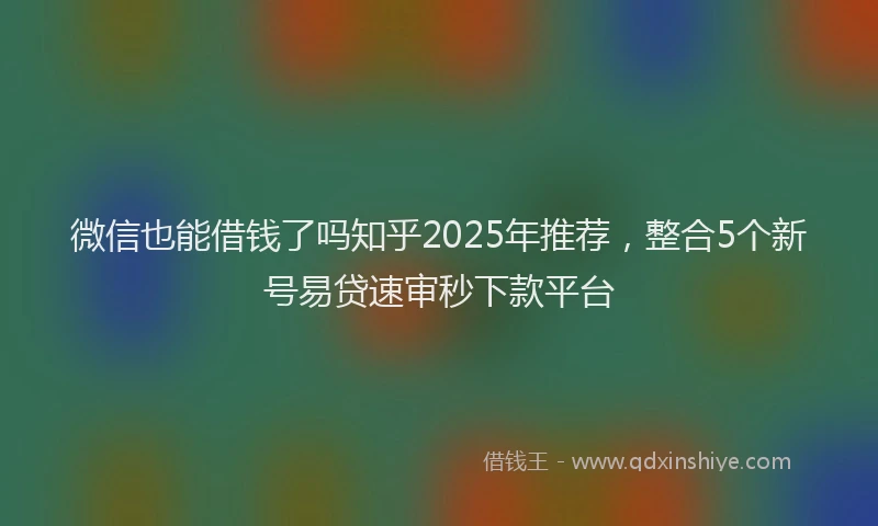 微信也能借钱了吗知乎2025年推荐，整合5个新号易贷速审秒下款平台