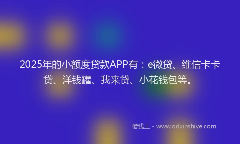 2025年的小额度贷款APP有：e微贷、维信卡卡贷、洋钱罐、我来贷、小花钱包等。