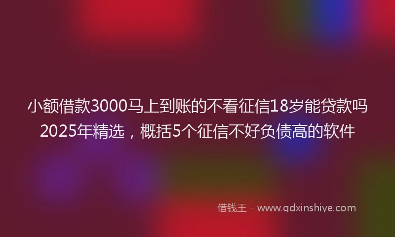 小额借款3000马上到账的不看征信18岁能贷款吗2025年精选，概括5个征信不好负债高的软件