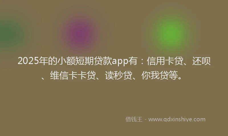 2025年的小额短期贷款app有：信用卡贷、还呗、维信卡卡贷、读秒贷、你我贷等。