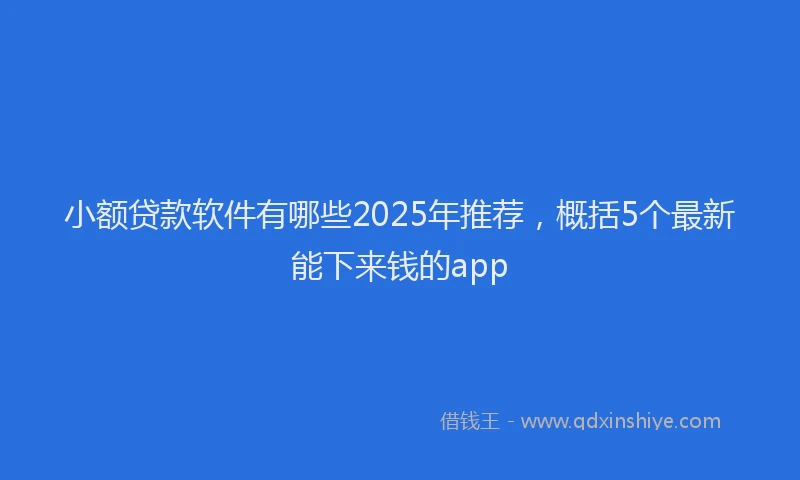 小额贷款软件有哪些2025年推荐，概括5个最新能下来钱的app
