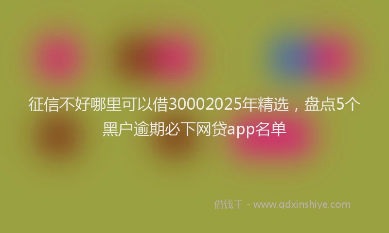征信不好哪里可以借30002025年精选，盘点5个黑户逾期必下网贷app名单
