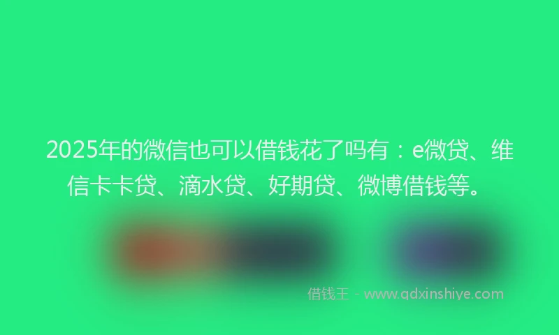 2025年的微信也可以借钱花了吗有：e微贷、维信卡卡贷、滴水贷、好期贷、微博借钱等。