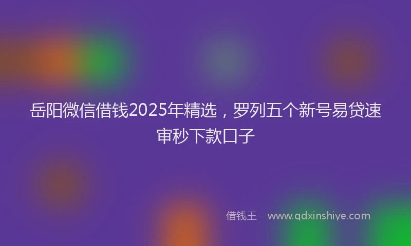 岳阳微信借钱2025年精选，罗列五个新号易贷速审秒下款口子