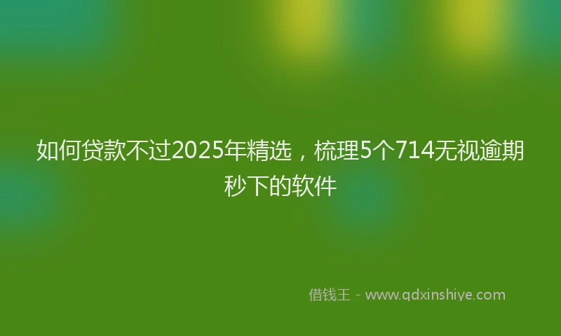 如何贷款不过2025年精选，梳理5个714无视逾期秒下的软件