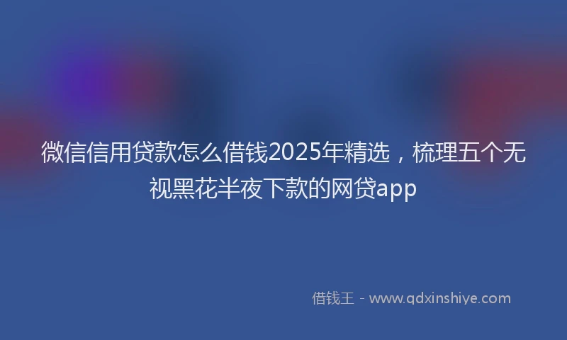 微信信用贷款怎么借钱2025年精选，梳理五个无视黑花半夜下款的网贷app