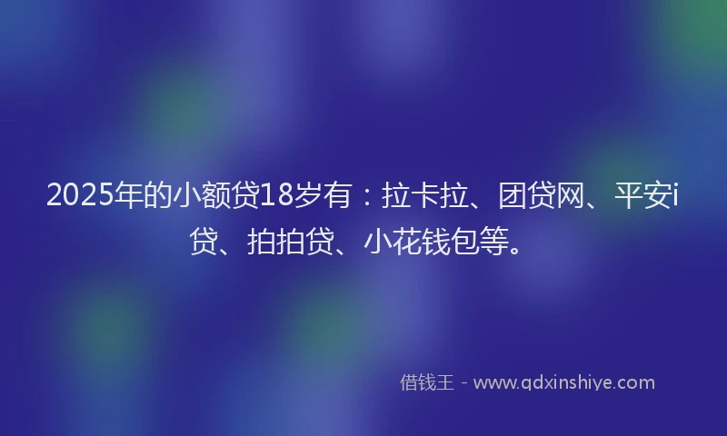 2025年的小额贷18岁有：拉卡拉、团贷网、平安i贷、拍拍贷、小花钱包等。