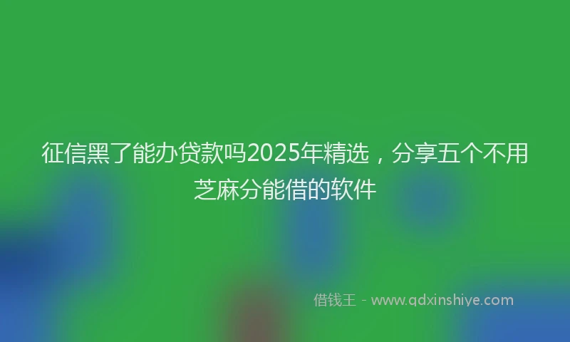 征信黑了能办贷款吗2025年精选，分享五个不用芝麻分能借的软件
