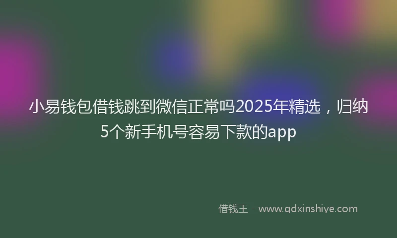 小易钱包借钱跳到微信正常吗2025年精选，归纳5个新手机号容易下款的app