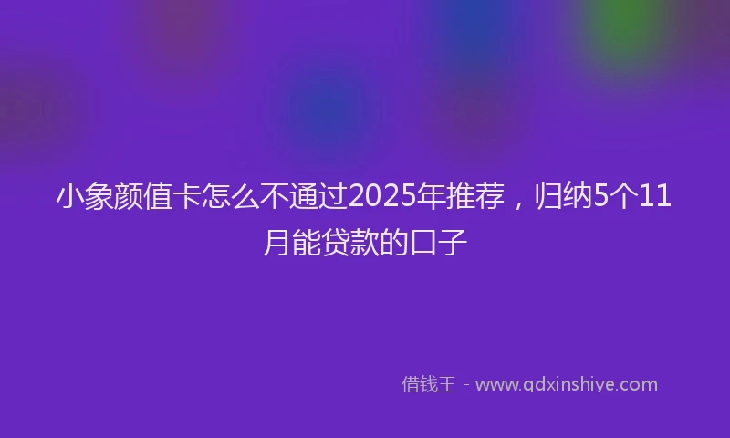 小象颜值卡怎么不通过2025年推荐，归纳5个11月能贷款的口子