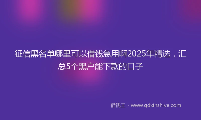征信黑名单哪里可以借钱急用啊2025年精选，汇总5个黑户能下款的口子