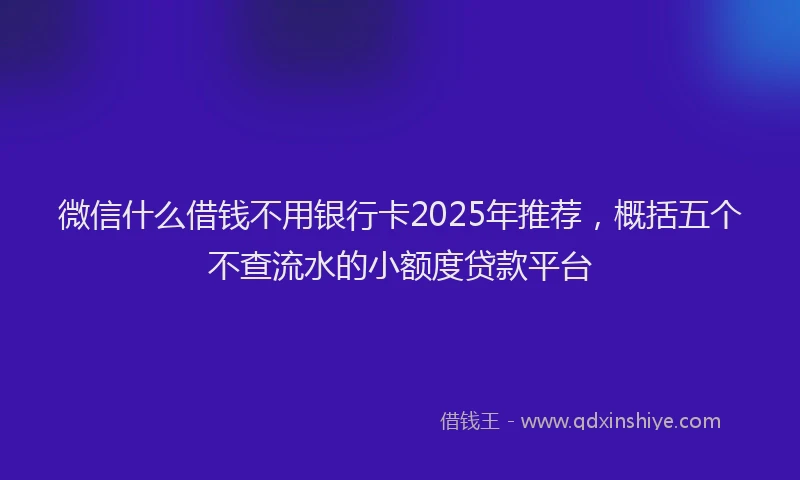 微信什么借钱不用银行卡2025年推荐，概括五个不查流水的小额度贷款平台