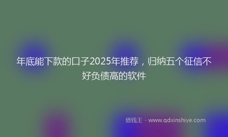 年底能下款的口子2025年推荐，归纳五个征信不好负债高的软件