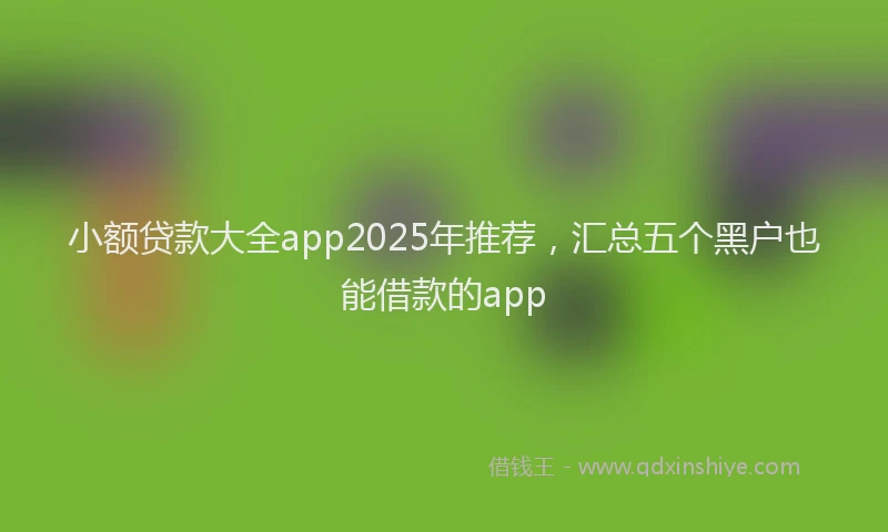 小额贷款大全app2025年推荐，汇总五个黑户也能借款的app