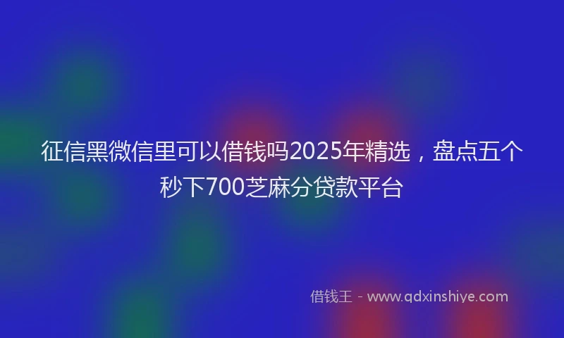 征信黑微信里可以借钱吗2025年精选，盘点五个秒下700芝麻分贷款平台