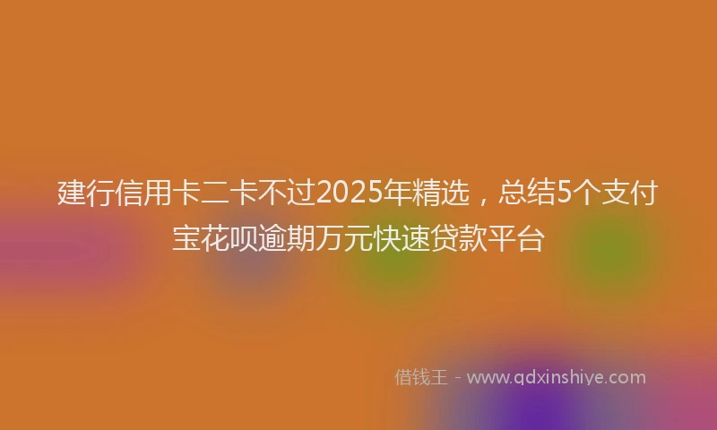 建行信用卡二卡不过2025年精选，总结5个支付宝花呗逾期万元快速贷款平台