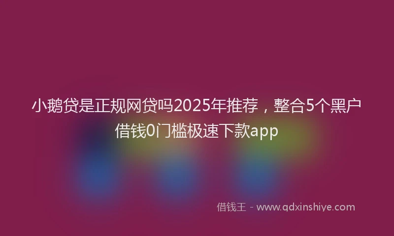小鹅贷是正规网贷吗2025年推荐，整合5个黑户借钱0门槛极速下款app