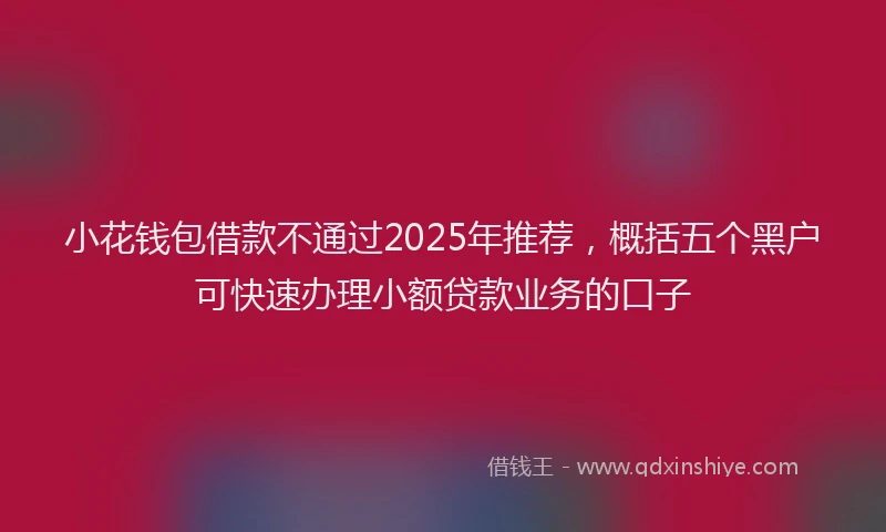 小花钱包借款不通过2025年推荐，概括五个黑户可快速办理小额贷款业务的口子