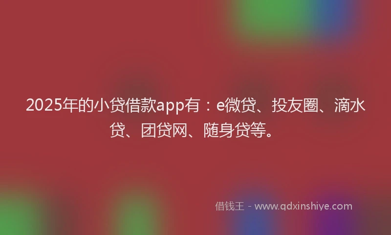 2025年的小贷借款app有：e微贷、投友圈、滴水贷、团贷网、随身贷等。