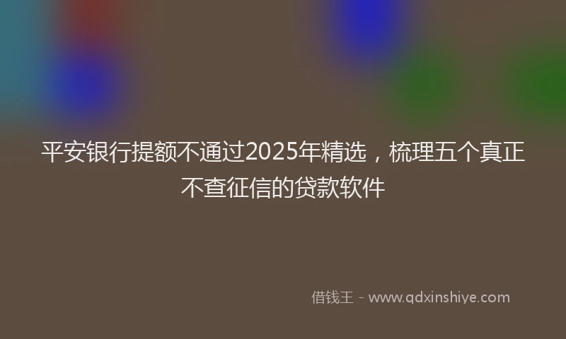平安银行提额不通过2025年精选，梳理五个真正不查征信的贷款软件