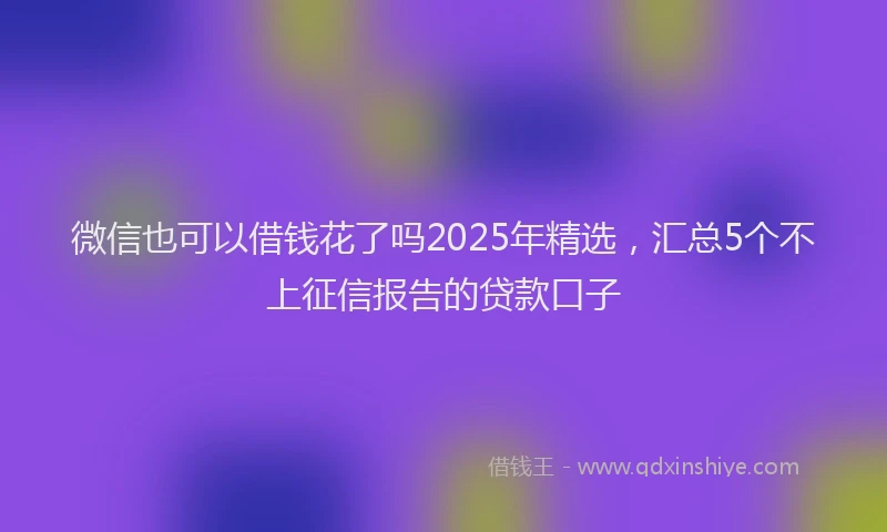 微信也可以借钱花了吗2025年精选，汇总5个不上征信报告的贷款口子