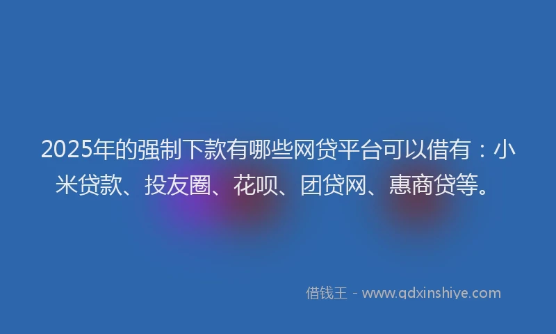 2025年的强制下款有哪些网贷平台可以借有：小米贷款、投友圈、花呗、团贷网、惠商贷等。