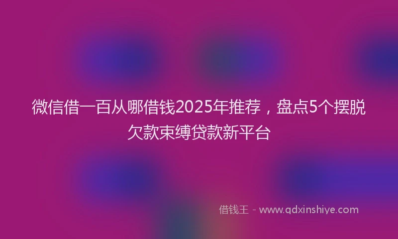 微信借一百从哪借钱2025年推荐，盘点5个摆脱欠款束缚贷款新平台