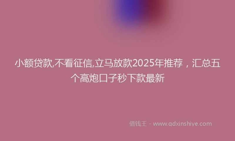 小额贷款,不看征信,立马放款2025年推荐，汇总五个高炮口子秒下款最新