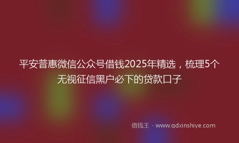 平安普惠微信公众号借钱2025年精选，梳理5个无视征信黑户必下的贷款口子