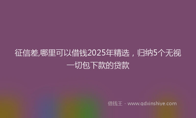 征信差,哪里可以借钱2025年精选，归纳5个无视一切包下款的贷款