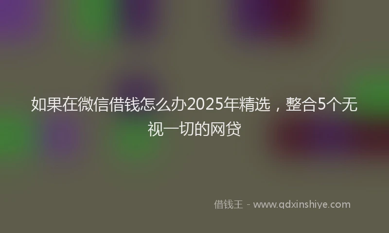 如果在微信借钱怎么办2025年精选，整合5个无视一切的网贷