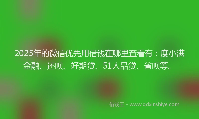 2025年的微信优先用借钱在哪里查看有：度小满金融、还呗、好期贷、51人品贷、省呗等。