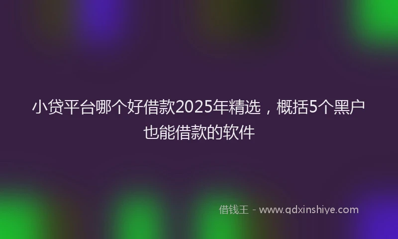 小贷平台哪个好借款2025年精选，概括5个黑户也能借款的软件