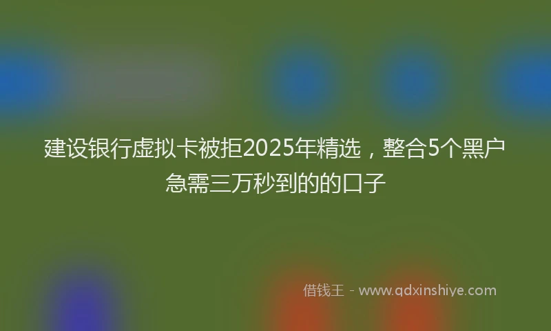 建设银行虚拟卡被拒2025年精选，整合5个黑户急需三万秒到的的口子