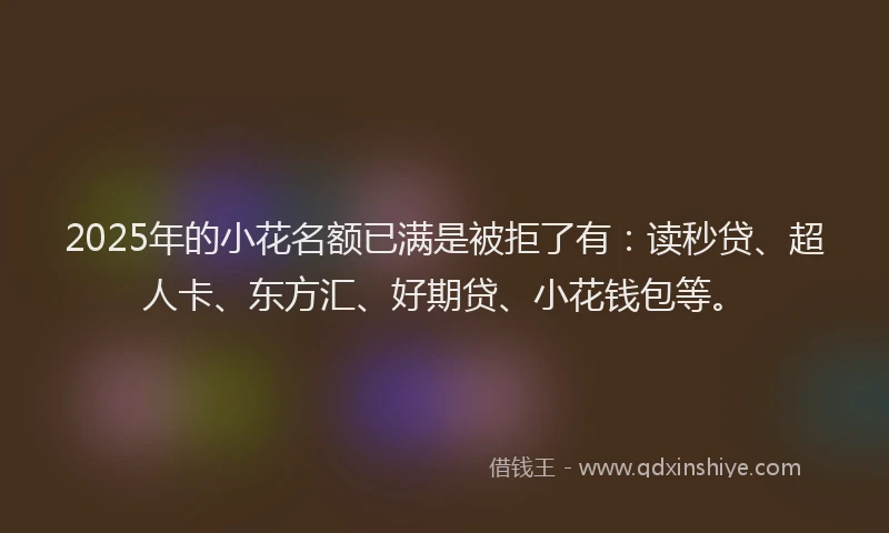 2025年的小花名额已满是被拒了有：读秒贷、超人卡、东方汇、好期贷、小花钱包等。