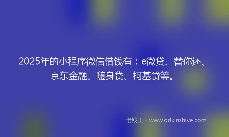 2025年的小程序微信借钱有：e微贷、替你还、京东金融、随身贷、柯基贷等。