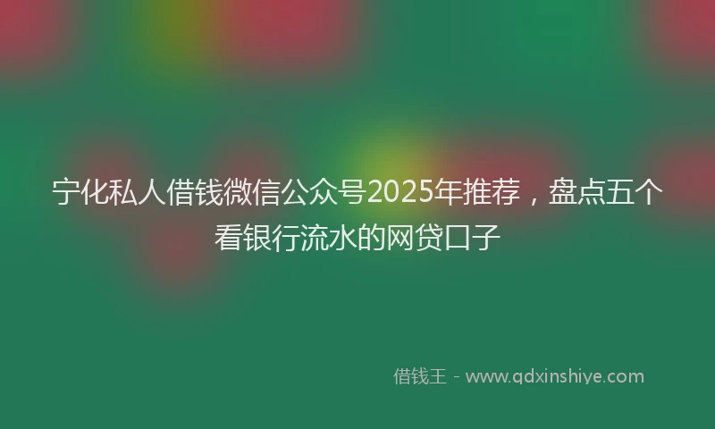 宁化私人借钱微信公众号2025年推荐，盘点五个看银行流水的网贷口子