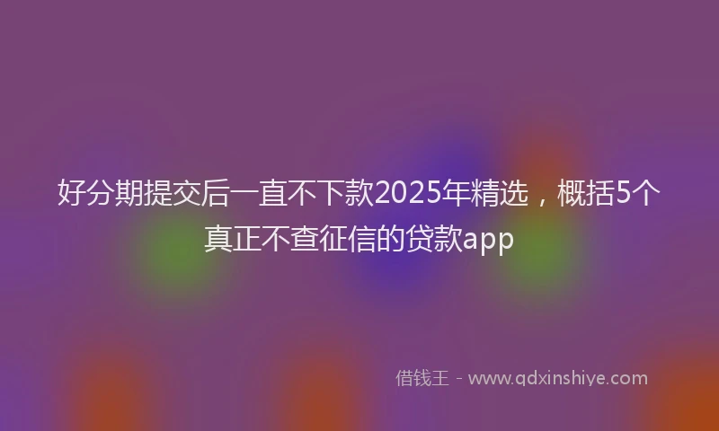 好分期提交后一直不下款2025年精选，概括5个真正不查征信的贷款app