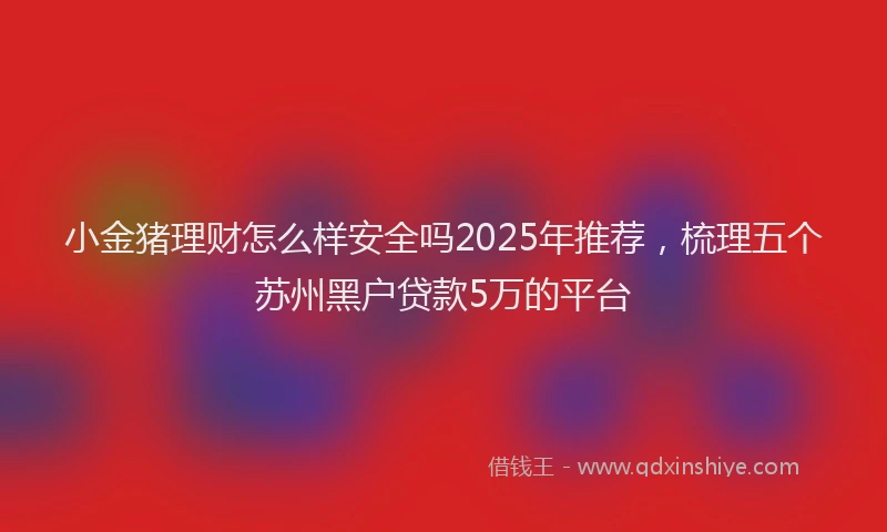 小金猪理财怎么样安全吗2025年推荐，梳理五个苏州黑户贷款5万的平台