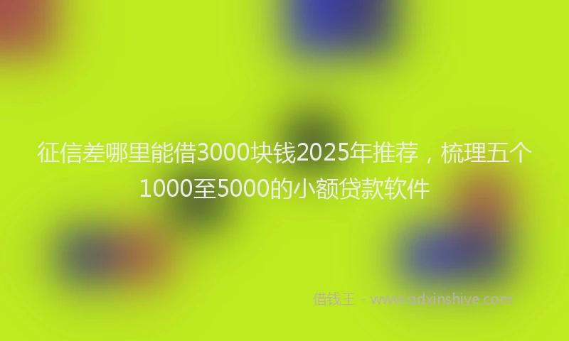 征信差哪里能借3000块钱2025年推荐，梳理五个1000至5000的小额贷款软件