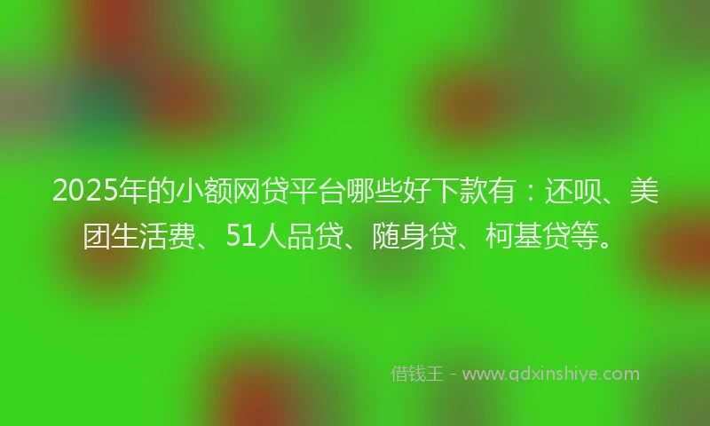 2025年的小额网贷平台哪些好下款有：还呗、美团生活费、51人品贷、随身贷、柯基贷等。
