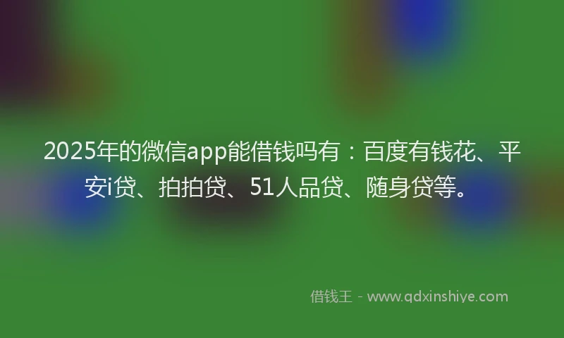 2025年的微信app能借钱吗有：百度有钱花、平安i贷、拍拍贷、51人品贷、随身贷等。