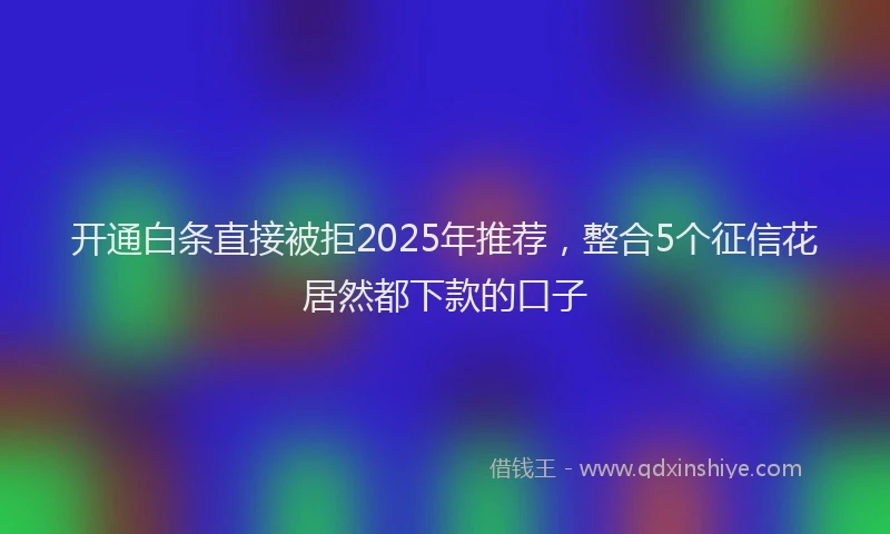 开通白条直接被拒2025年推荐，整合5个征信花居然都下款的口子