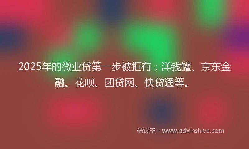 2025年的微业贷第一步被拒有：洋钱罐、京东金融、花呗、团贷网、快贷通等。