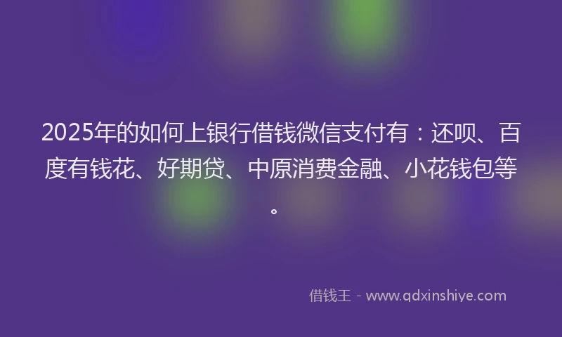 2025年的如何上银行借钱微信支付有：还呗、百度有钱花、好期贷、中原消费金融、小花钱包等。