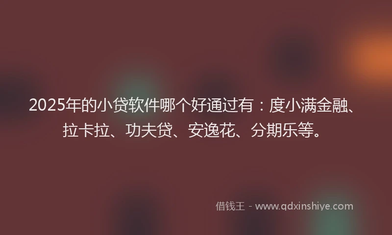 2025年的小贷软件哪个好通过有：度小满金融、拉卡拉、功夫贷、安逸花、分期乐等。