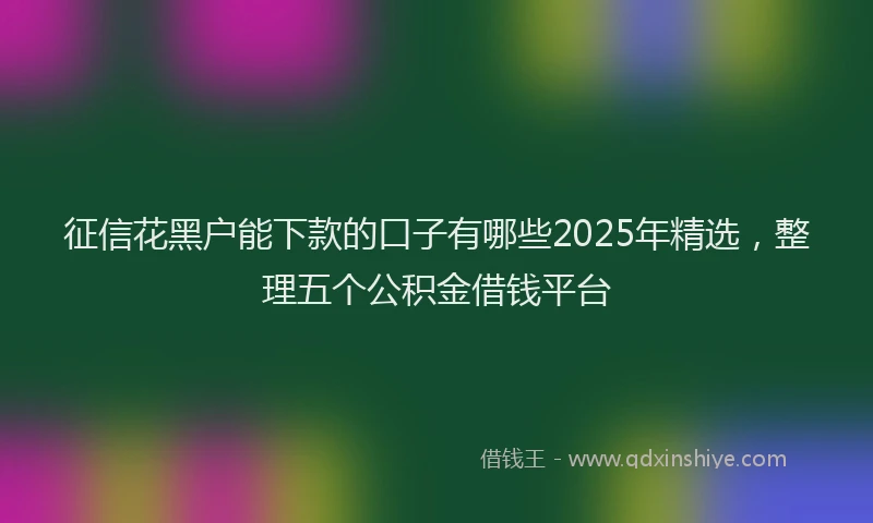 征信花黑户能下款的口子有哪些2025年精选，整理五个公积金借钱平台