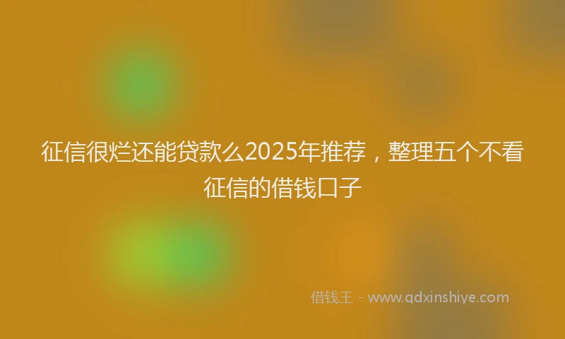 征信很烂还能贷款么2025年推荐，整理五个不看征信的借钱口子